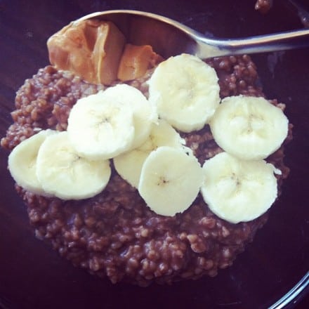 Not just oatmeal, but chocolate oatmeal with bananas and peanut butter!